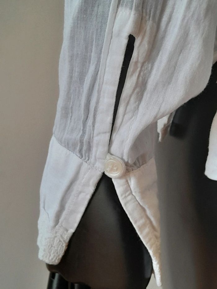 Blouse blanche transparente en coton taille s Zamba broderie effet lin - photo numéro 5