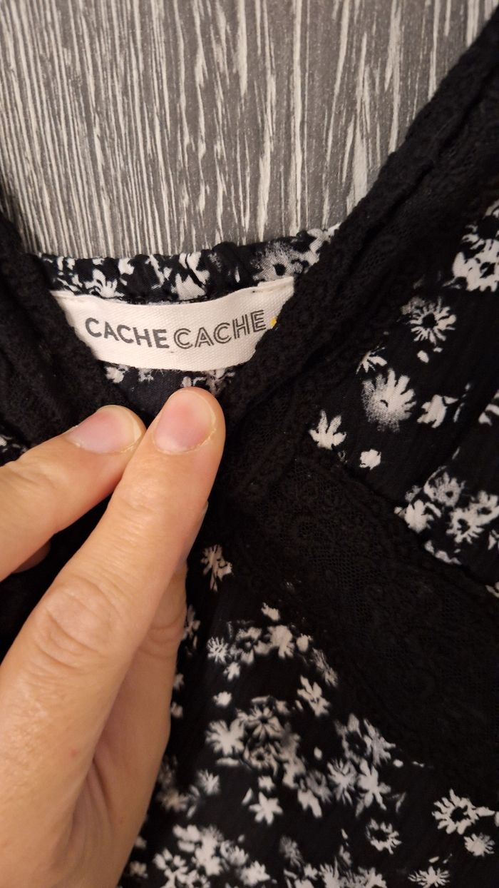 Robe longue imprimé fleuri et dentelle noir et blanc - photo numéro 7