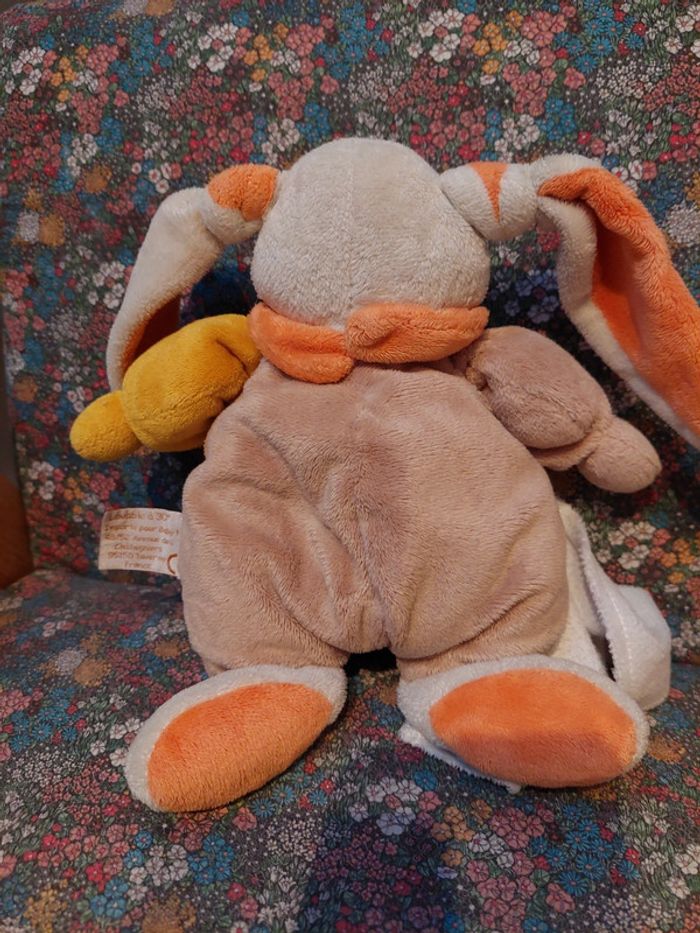 #06 Baby Nat' - doudou lapin beige et orange - photo numéro 3