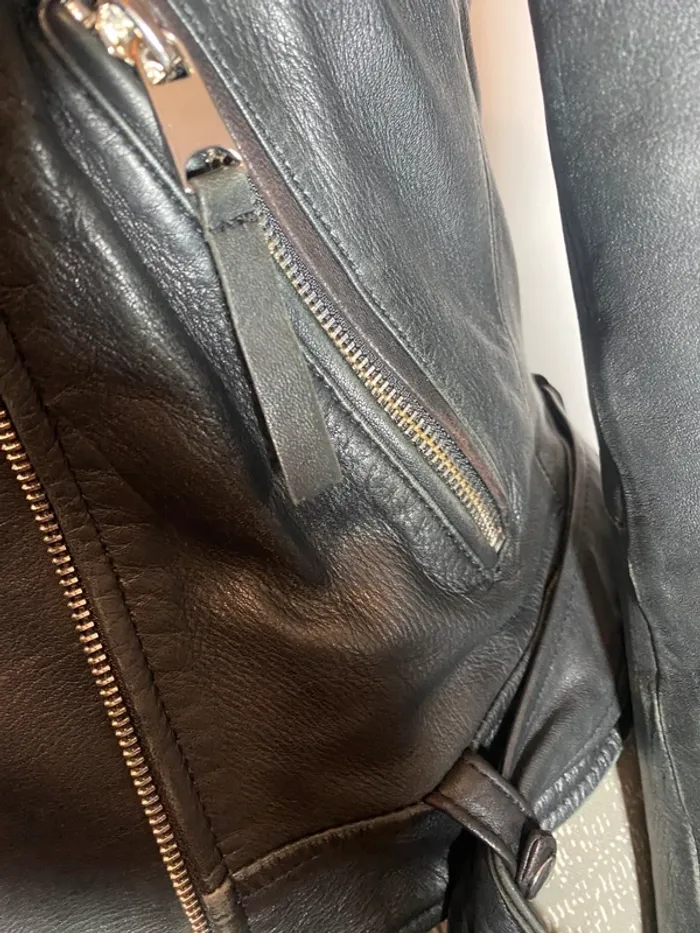 Perfecto en cuir véritable Zara - photo numéro 9