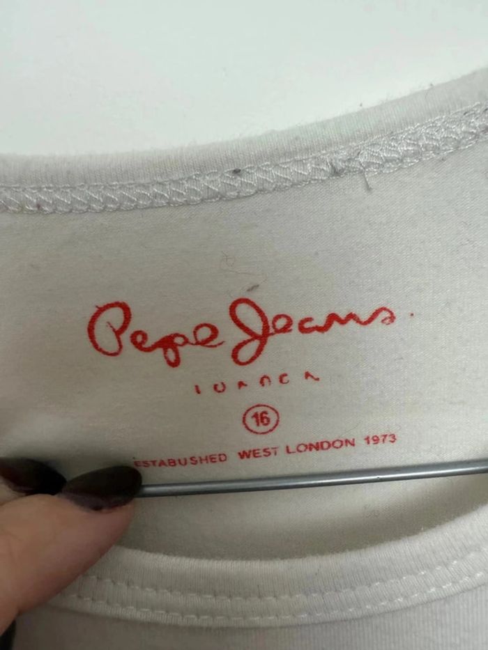 T-shirt Pepe jeans blanc longues manches fille taille 16 ans - photo numéro 3