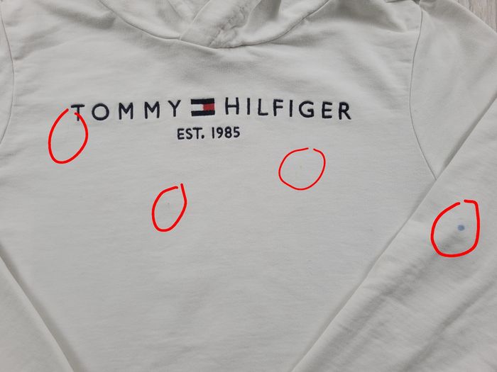 Sweat à capuche Tommy Hilfiger blanc – Taille M – Logo 1985 - photo numéro 5