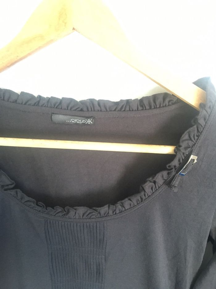 Haut t-shirt blouse tunique manche longue DDP léger avec noeud - photo numéro 2