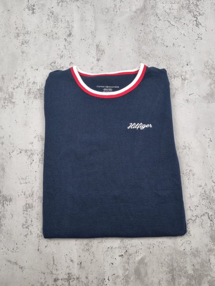 T-shirt Tommy Hilfiger col rond liseré bleu marine – Taille XS Femme (mesures en photos - photo numéro 2