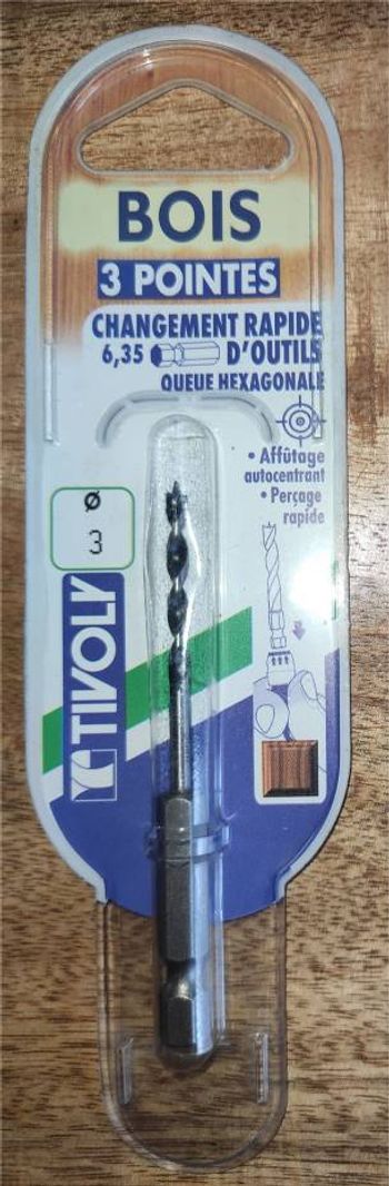Mèche / Foret bois 3 mm 3 pointes Tivoly