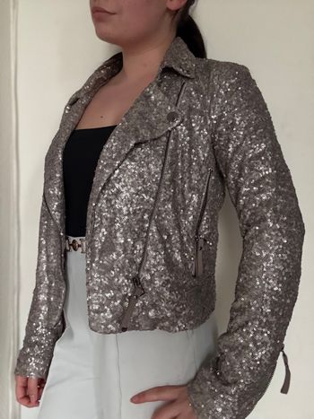 Veste argentée à sequins taille S - veste soirée chic brillante - excellent état