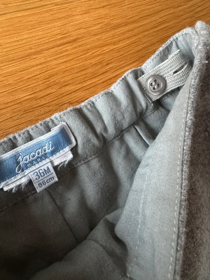 Short en tweed gris clair, bas festonné - Taille 3 Ans - photo numéro 5
