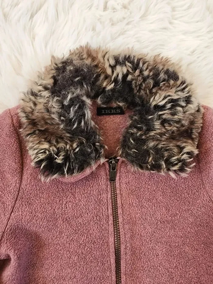 Veste polaire rose col fausse fourrure IKKS - photo numéro 2