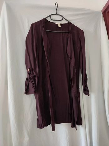 Blouse légère style saharienne prune mi longue