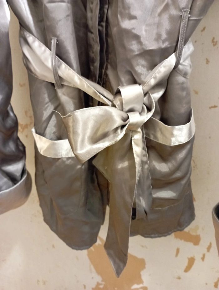 Veste d'intérieur satin/polaire grise - photo numéro 5