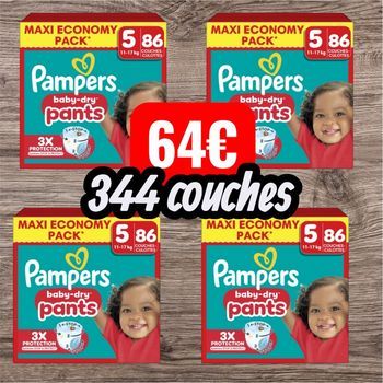 Couches Pampers baby dry pants  maxi Economy pack taille 5  11/17kg  344 couches