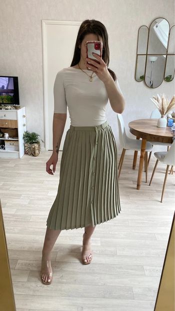 Jupe plissée verte vintage taille haute