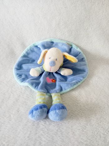 Doudou chien Nicotoy rond bleu cœur 