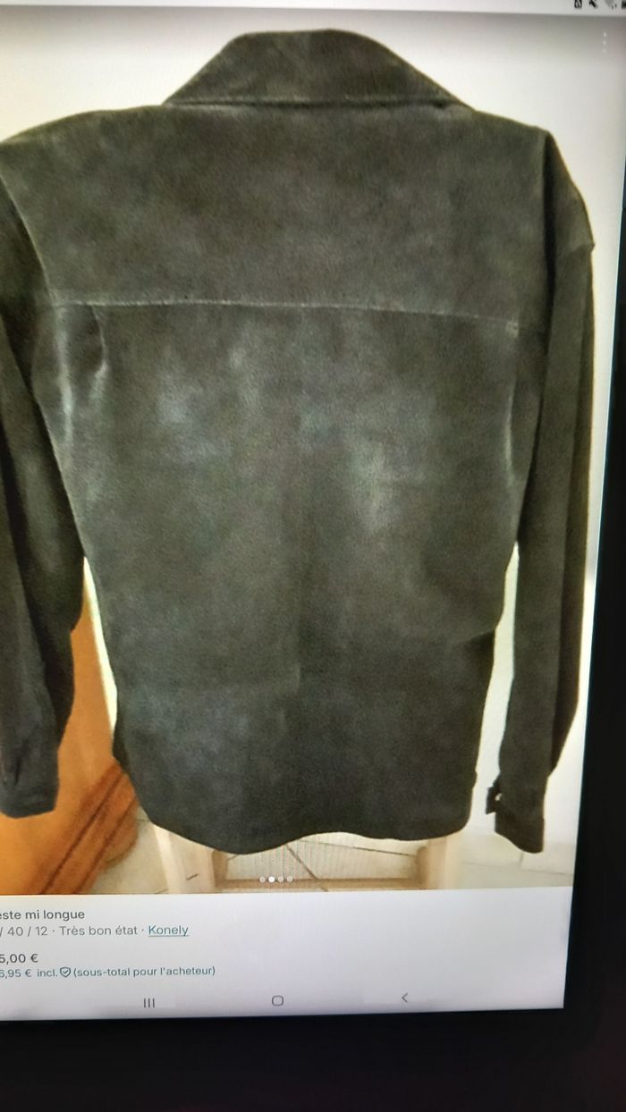 VESTE EN CROÛTE DE  CUIR VEAU VELOURS - photo numéro 2