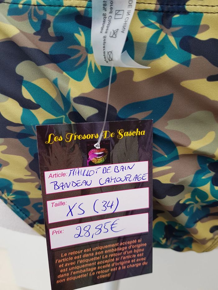 Maillot De Bain Bandeau Camouflage Kaki Vert - photo numéro 7
