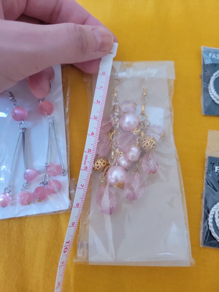 Lot paire de boucle d'oreilles percé perles créole pendentif - photo numéro 6