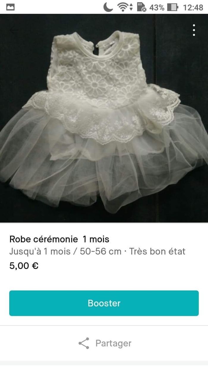 Robe cérémonie 1 mois