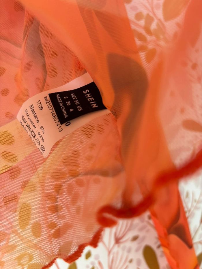 Blouse courte festival orange et jaune - photo numéro 2