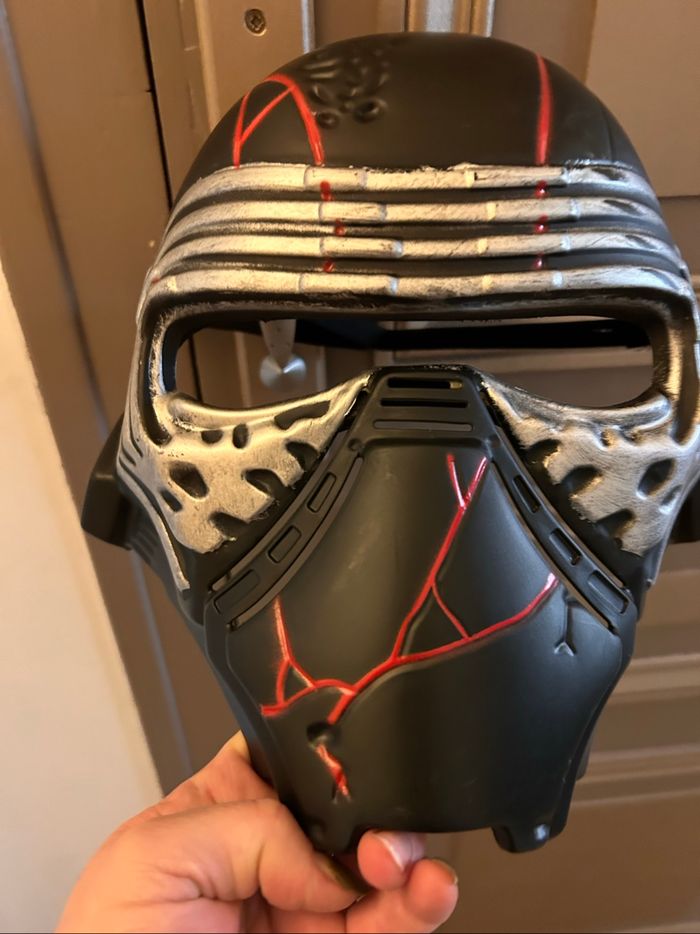 🖤 Casque de super-héros noir et argent avec détails rouges – Taille ajustable Stars  Wars 🖤