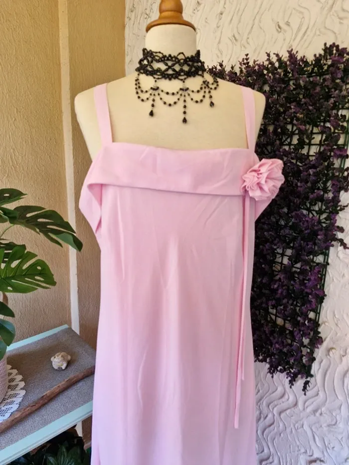 🎀 Robe longue rose poudrée Bleu Bonheur T48 - photo numéro 3