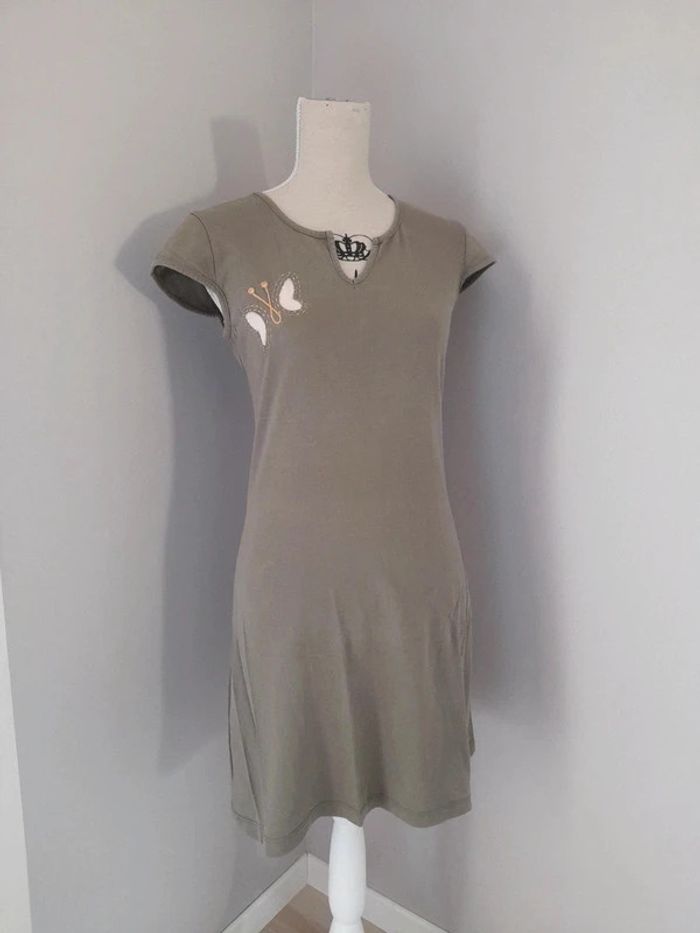 Robe courte kaki coton papillon t. 38 Mim