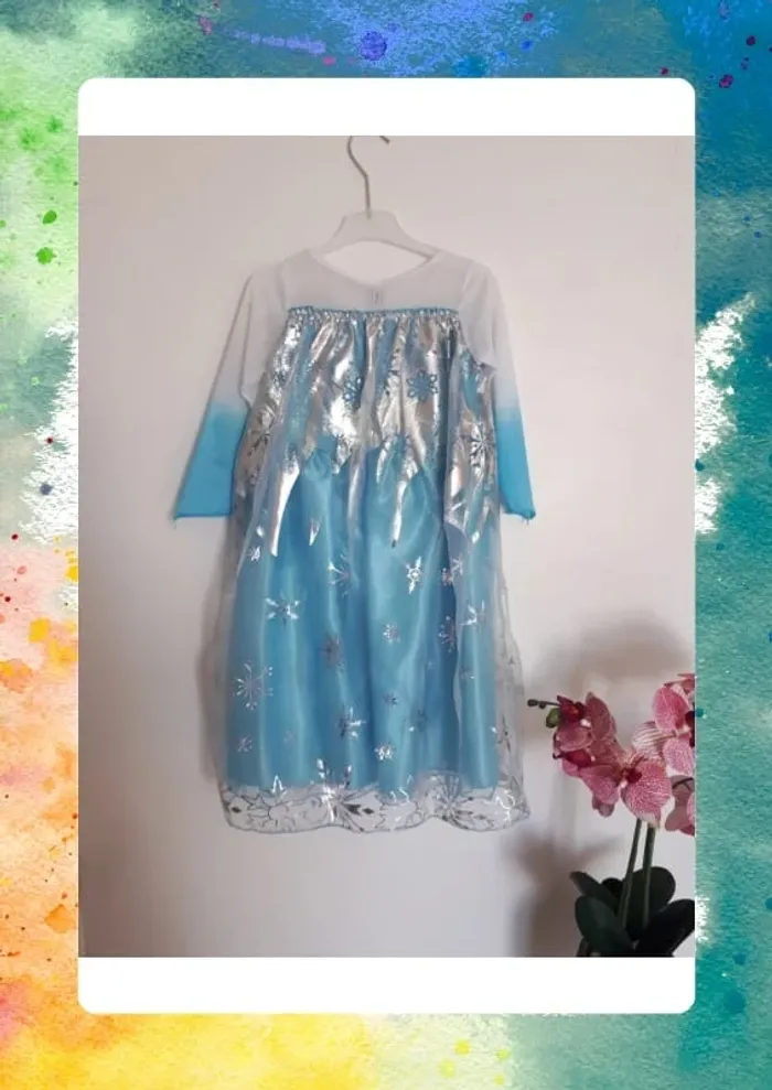 Deguisement reine des neiges a paillettes 120cm 6/7ans - photo numéro 6