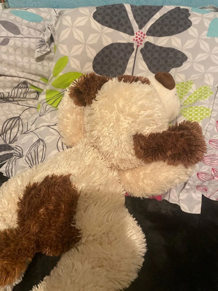 Chien en peluche, marron et beige/café au lait - photo numéro 2