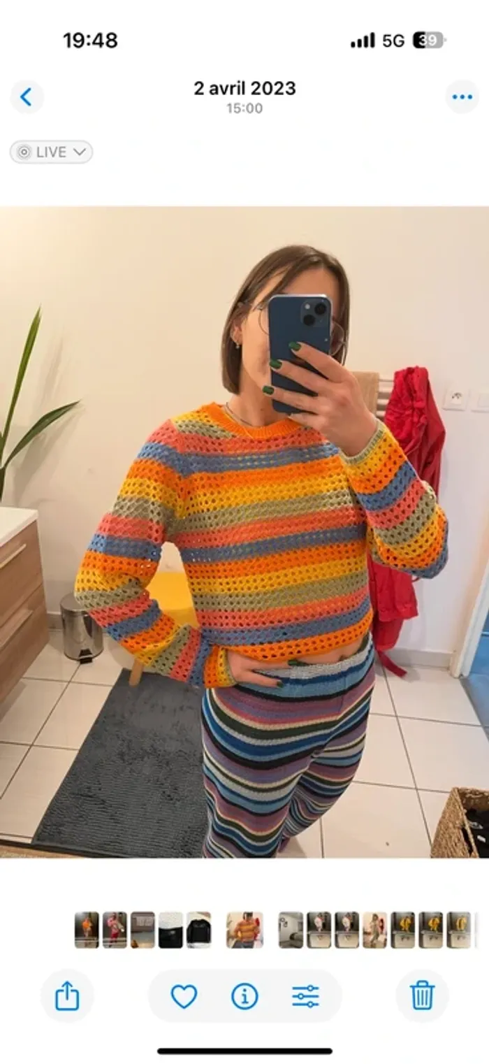 Pull multicolore crochet Noisy may - photo numéro 2