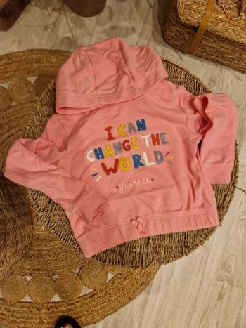 Sweat à capuche court rose Kiabi 🍭10 ans🍭
