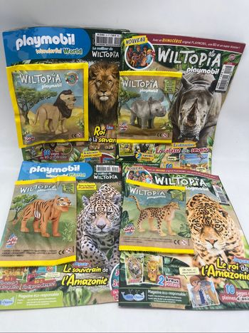 Lot de 4 livres D’activités Magazines Playmobil Wiltopia Avec leurs figurines animaux Neuf