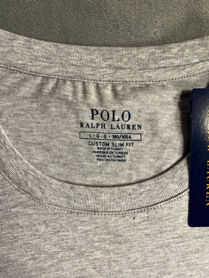 T-shirt Ralph Lauren Crewneck Embroidered Grey Navy Poney – Taille L - photo numéro 5