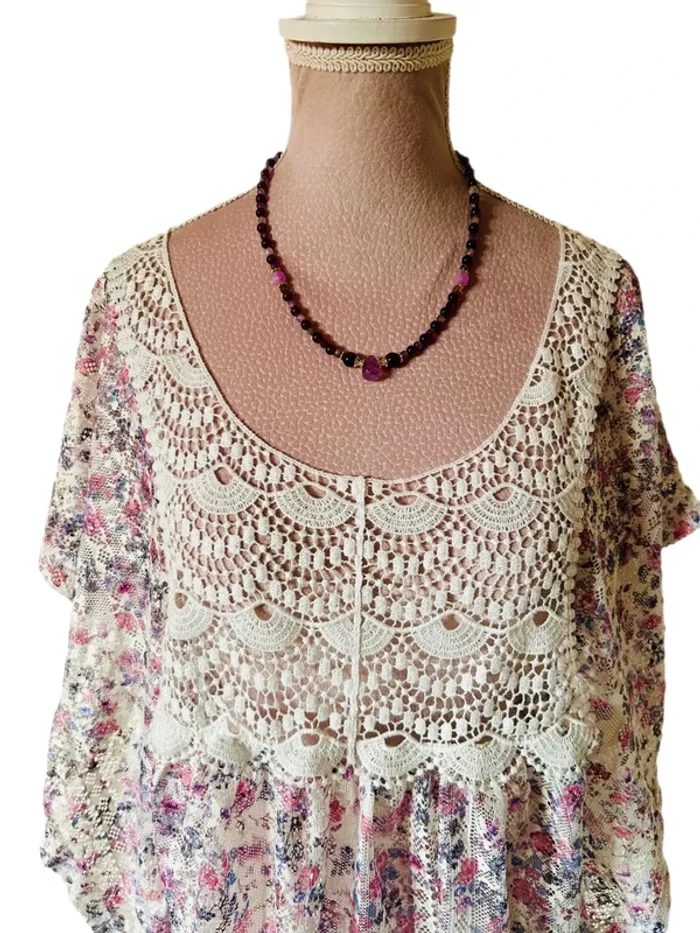 💜🌸Blouse dentelle bohème romantique fairycore Y2K batwing sleeve lace blouse🌸💜 - photo numéro 7