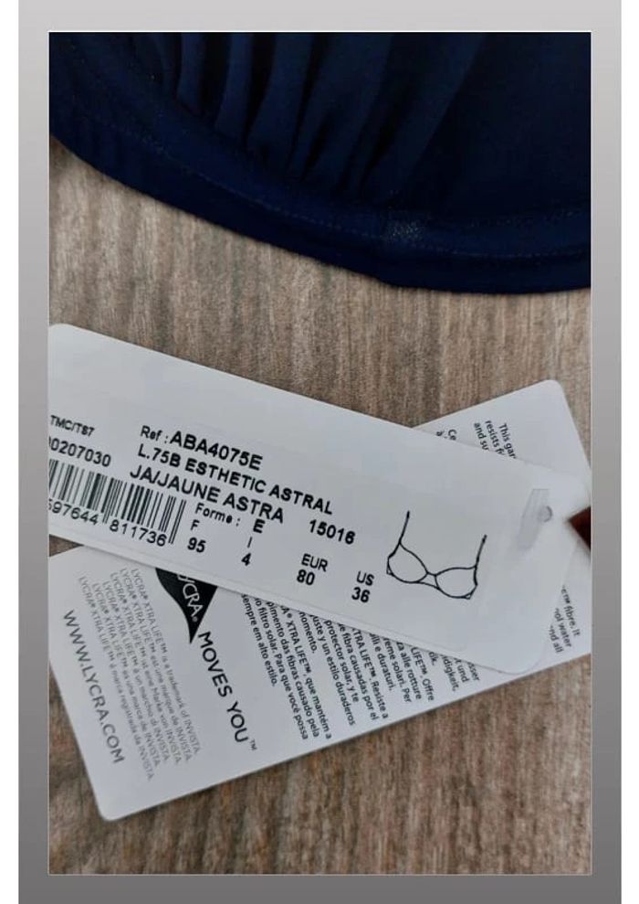 Haut de maillot de bain bleu marine et jaune - Taille 95E Lise Charmel - photo numéro 4