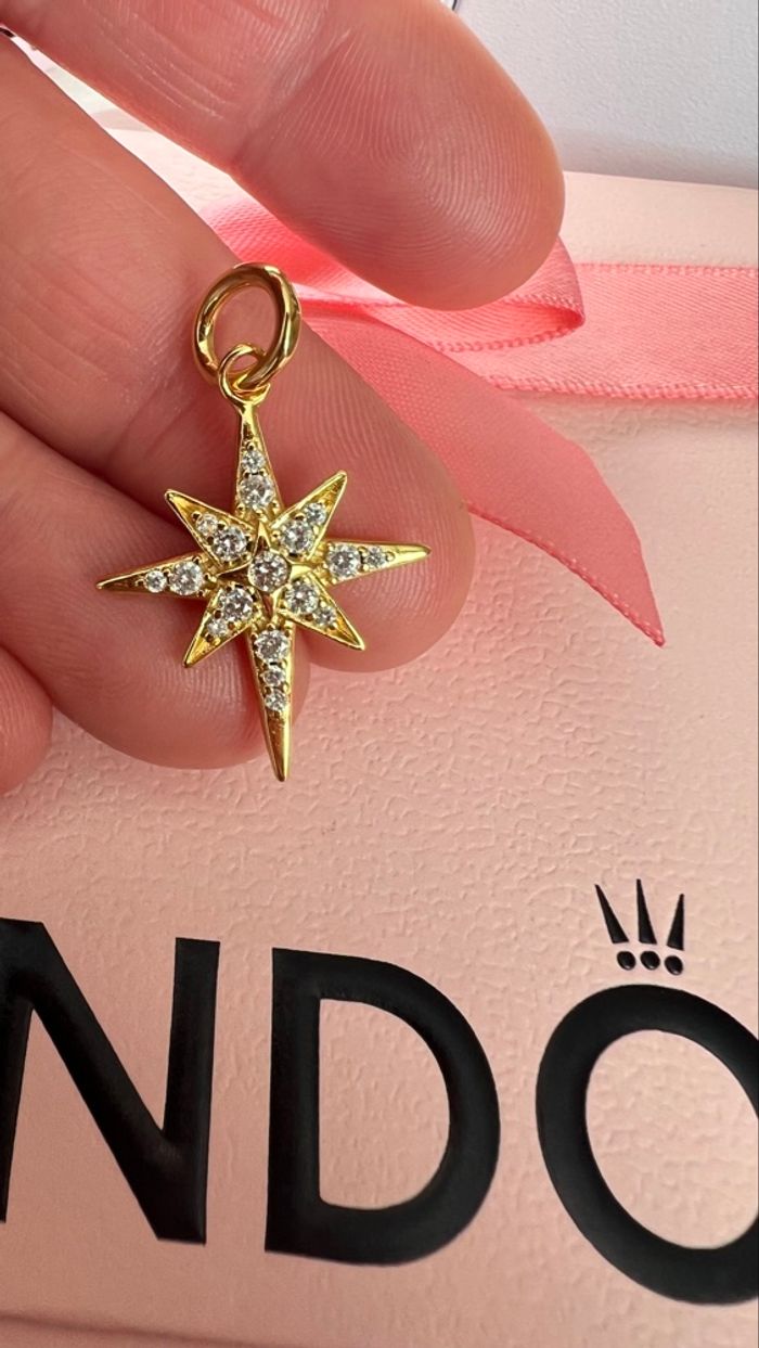 Charm jolie étoile polaire dorée rempli de strass - photo numéro 9