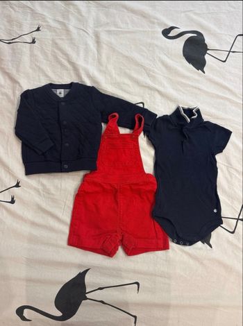 Ensemble salopette/body/veste Petit Bateau 12M