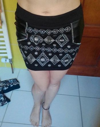 Mini jupe femme Noir avec motif