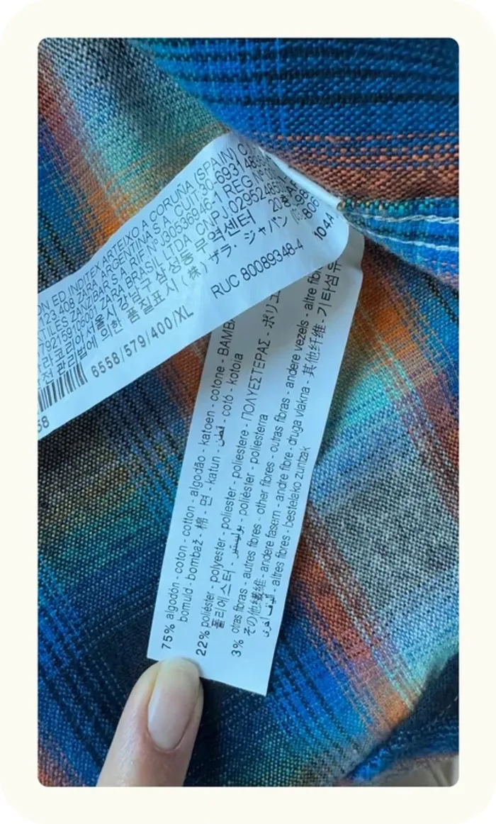 Chemise manches longues carreaux Homme Zara Taille XL - photo numéro 4