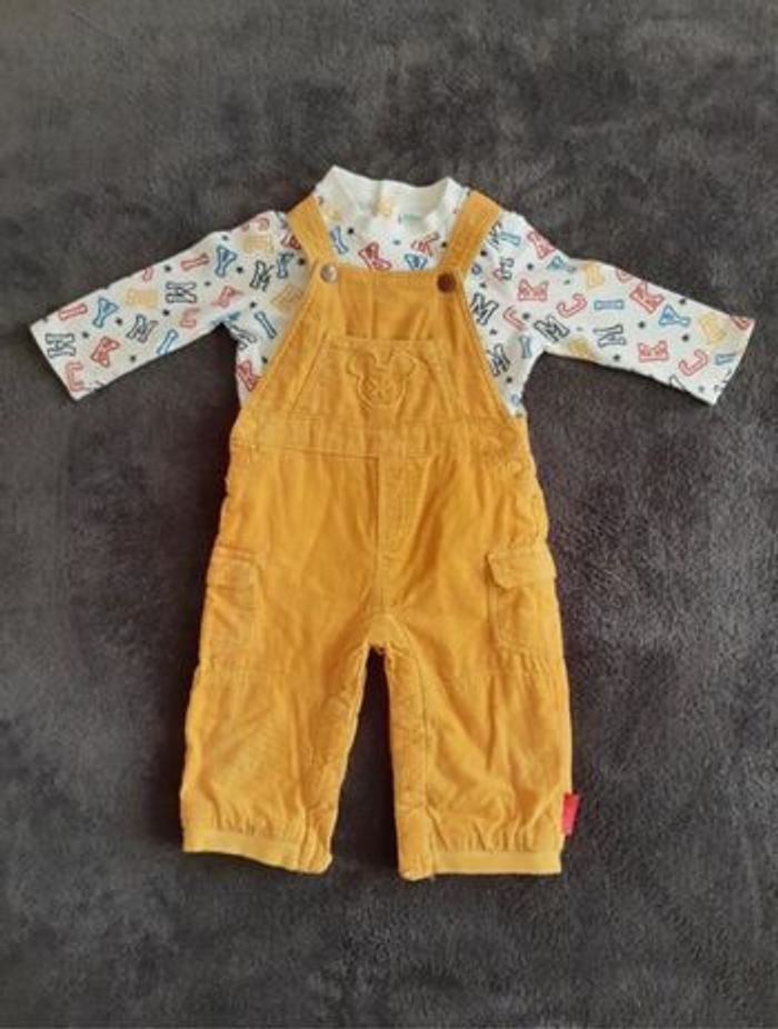 Ensemble salopette  en velours 9 mois Disney