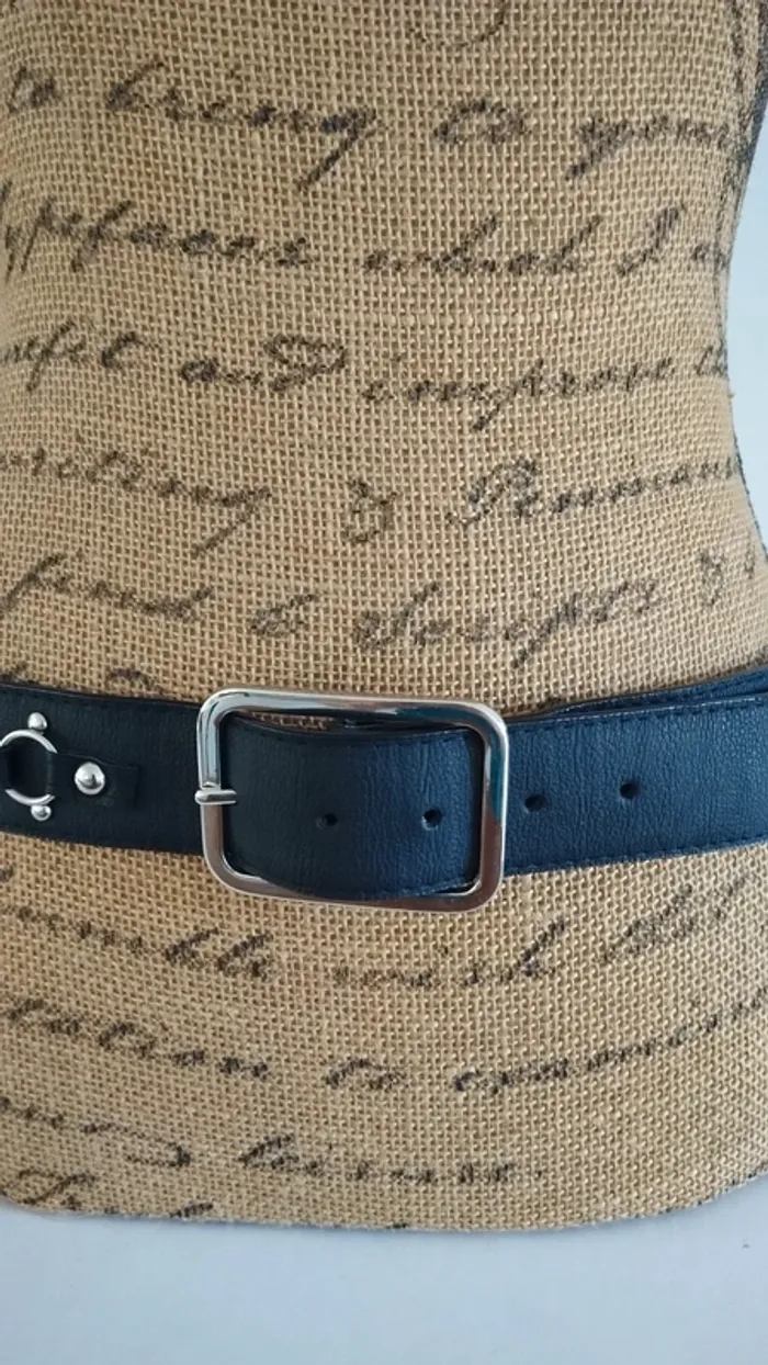 Ceinture noire multi ronds argenté 90 cm - photo numéro 3