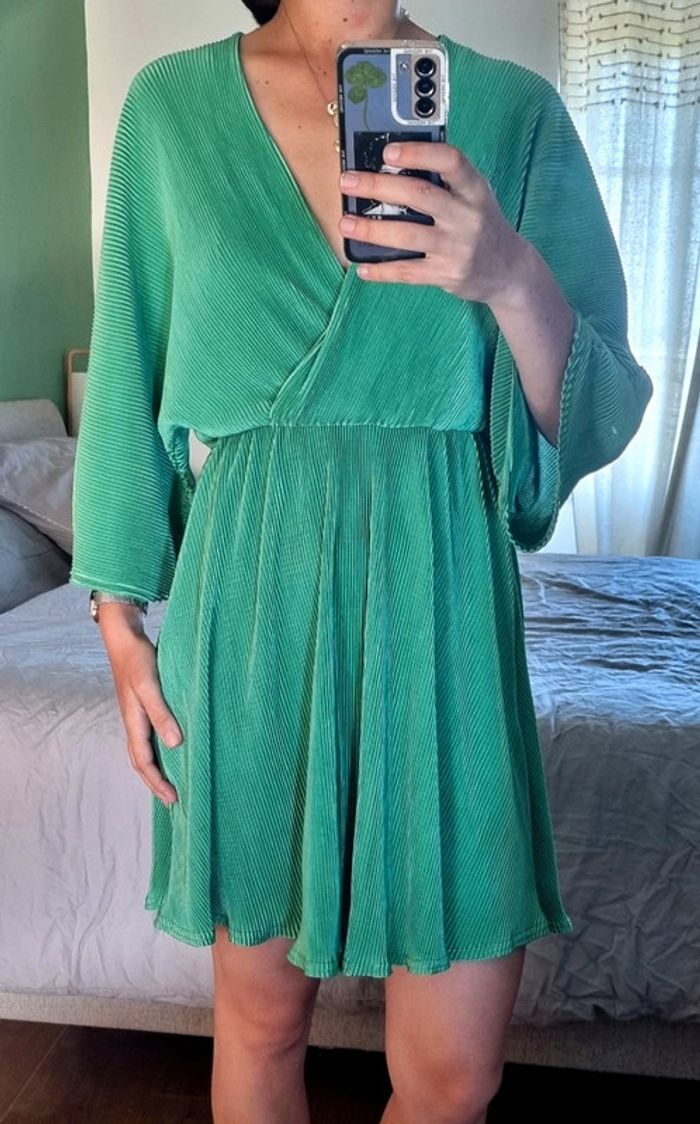 Robe d'été verte à pli, taille unique - photo numéro 5