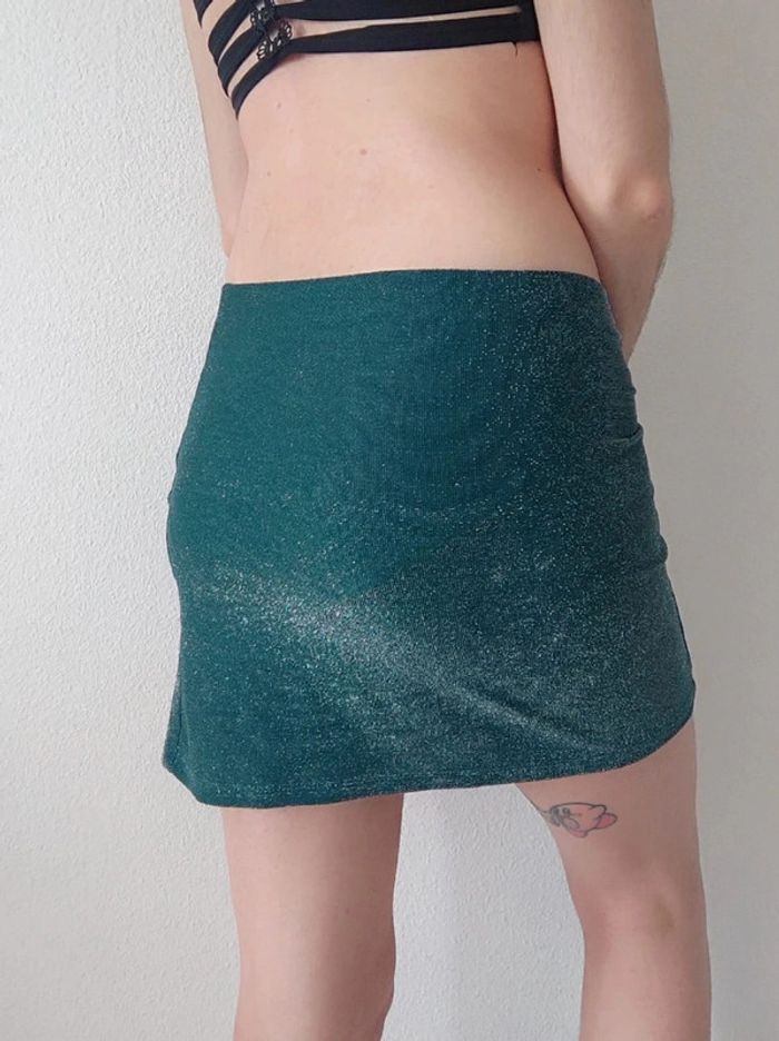Mini jupe fendu paillettes vert foncé / Pull & Bear - 36/S à 38/M - photo numéro 8