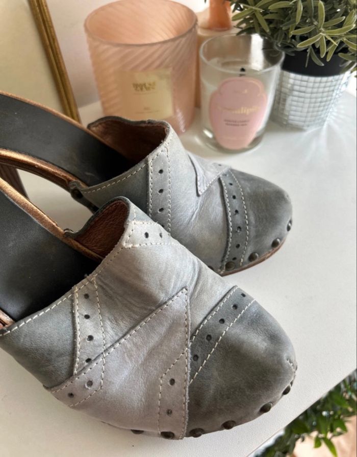 Talon sabot bleu Les Tropeziennes vintage - photo numéro 6