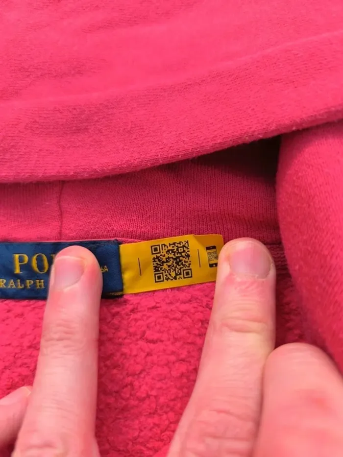 Sweat capuche homme zippé rose logo bleu clair Ralph Lauren taille L excellent état - photo numéro 12