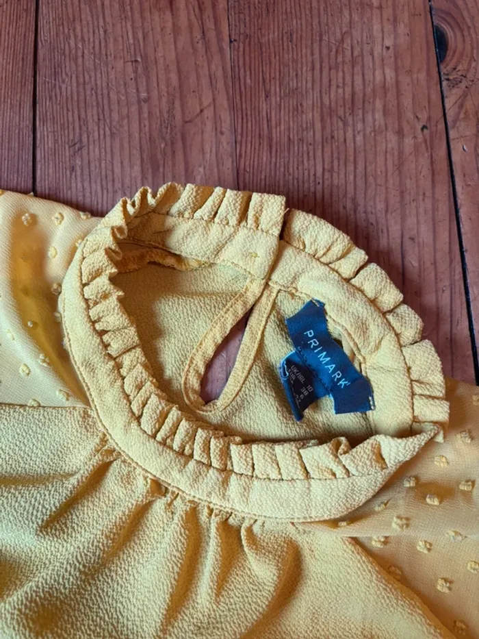 🌟 Haut jaune à manches transparentes.- Taille 38 - photo numéro 4