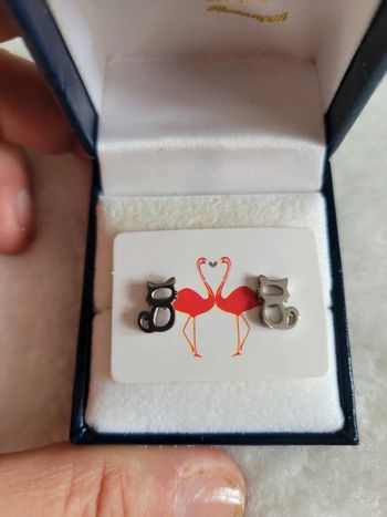 Clous d oreilles chat acier silver