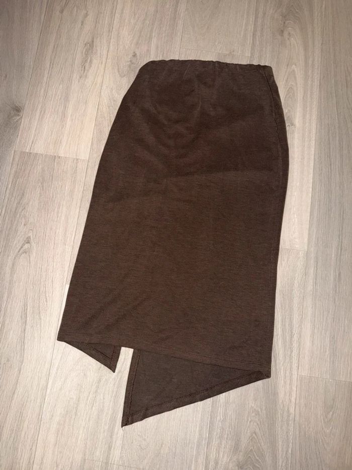 Jupe midi marron drapée asymétrique – Naf Naf – XS – neuf avec étiquette - photo numéro 5