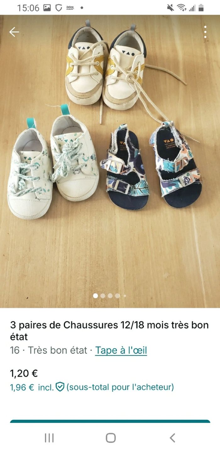 Lot 12 /18 mois chaussures très bon état