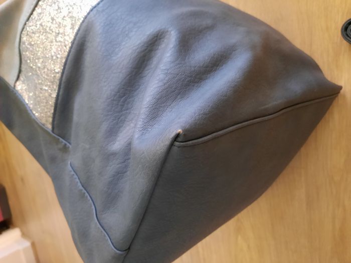 Sac à main fourre-tout bleu simili cuir avec strass - photo numéro 6