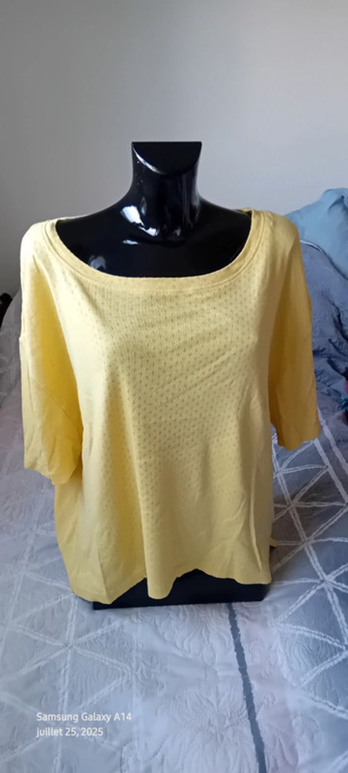 Haut manches courtes oversize maille ajourée motif losanges femme XXL in extenso - photo numéro 4