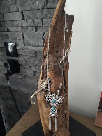 collier long fantaisie turquoise